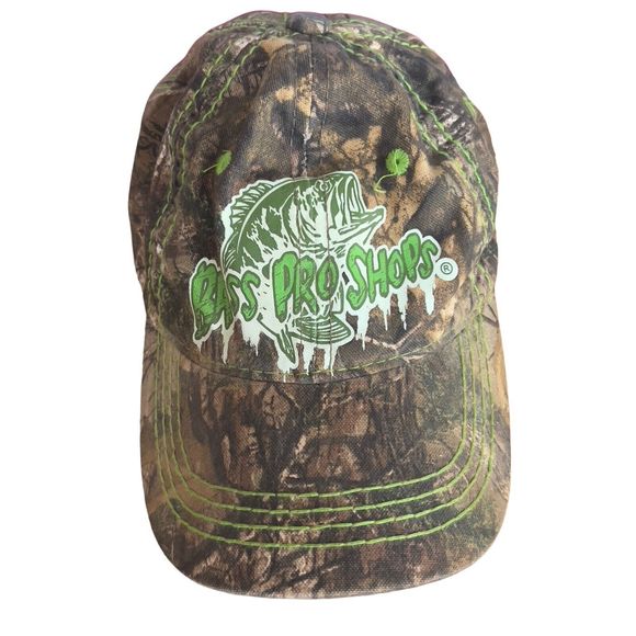 Bass Pro Shops Camoflauge Adjustable Youth Sz Hunting Fishing Cap Hat Lake Green - Picture 1 of 11